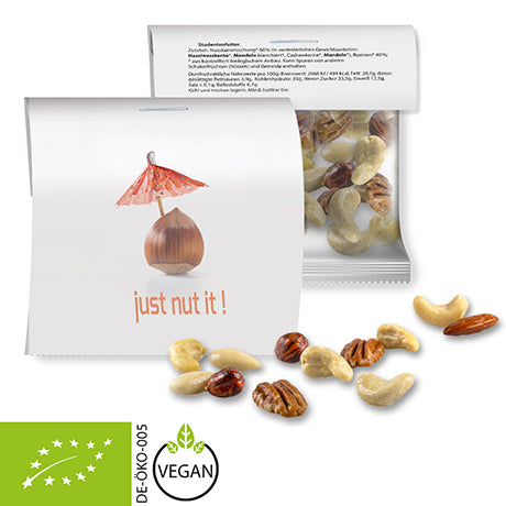 Bio Notenmix – ca. 30g in transparant zakje met gepersonaliseerd topkaartje
