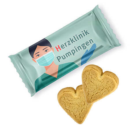 Hartvormige boterkoekjes (7 gram) in bedrukte flowpack