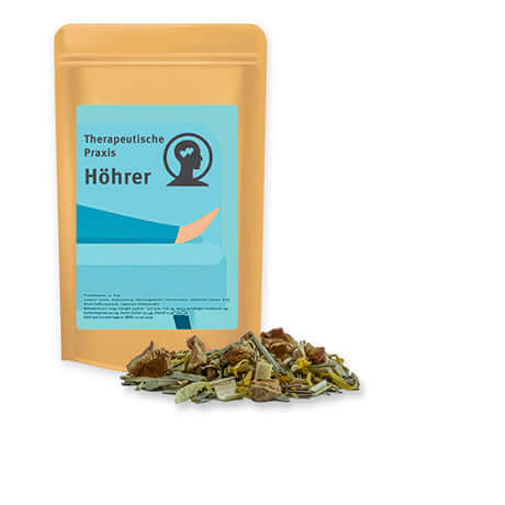 Bruine stazak met etiket met biologische kruidenthee Seelenwohl (12 gram)