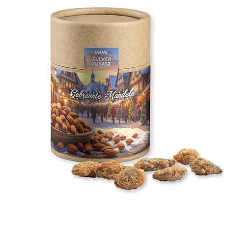Gebrande amandelen zonder toegevoegde suiker (80 gram) in bruine kraft koker