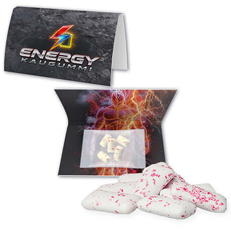 Bedrukte Energy kauwgom ca. 7g met A5 kaartje