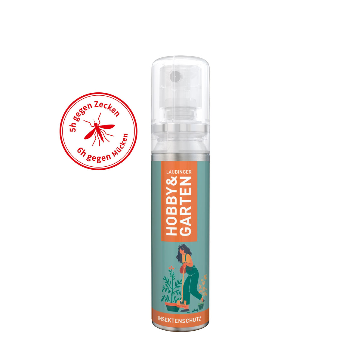 Voorbeeld van een eigen ontwerp op insectenspray met icaridine als pocketspray van 20 ml, doorzichtig etiket (no-label-look)