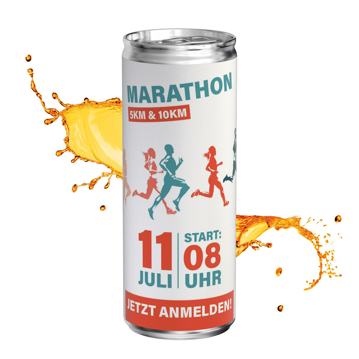 Voorbeeld van een eigen ontwerp op energy drink classic in blikje van 250 ml, papieren etiket, mat