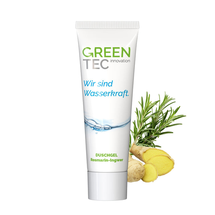 Douchegel Rozemarijn-Gember – Frisse pit onder de douche (25 ml, volledig bedrukt)