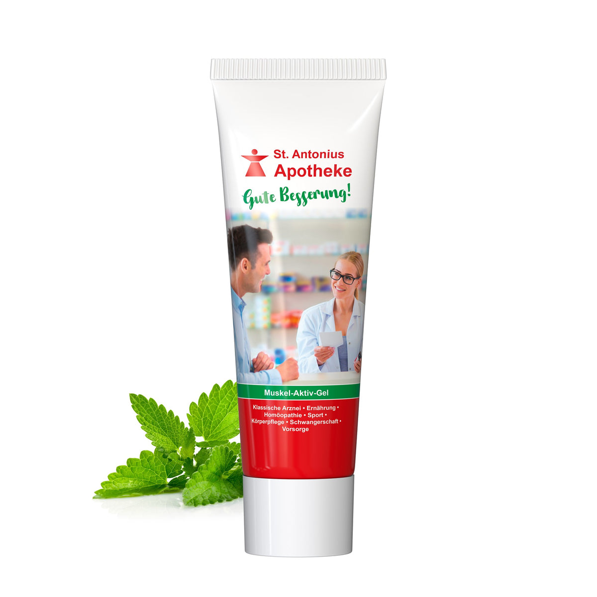 Voorbeeld van een eigen ontwerp op sportgel in tube van 25 ml