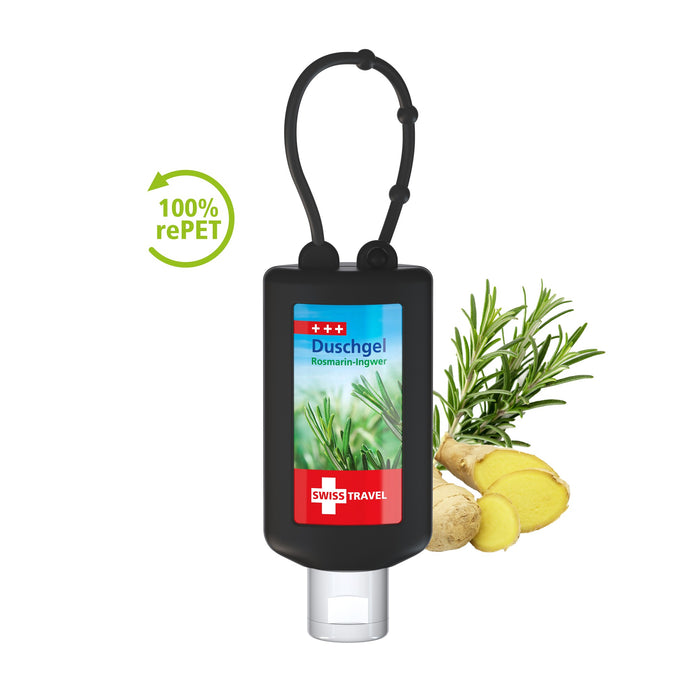02 50ml bumper schwarz duschgel rosmarin ingwer swisstravel rosmarin productafbeelding
