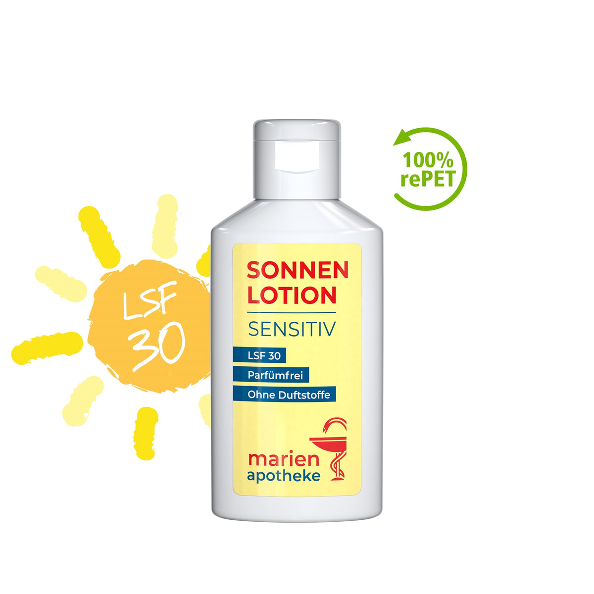 Voorbeeld van een eigen ontwerp op zonnebrand gevoelige huid SPF 30 in flacon van 50 ml