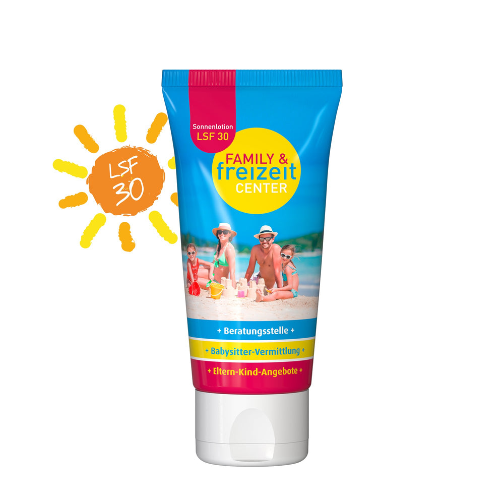 Voorbeeld van een eigen ontwerp op zonnebrand SPF 30 in tube van 50 ml