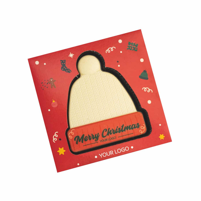Bedrukte chocolade muts met kerstgroet in full colour (65 g)