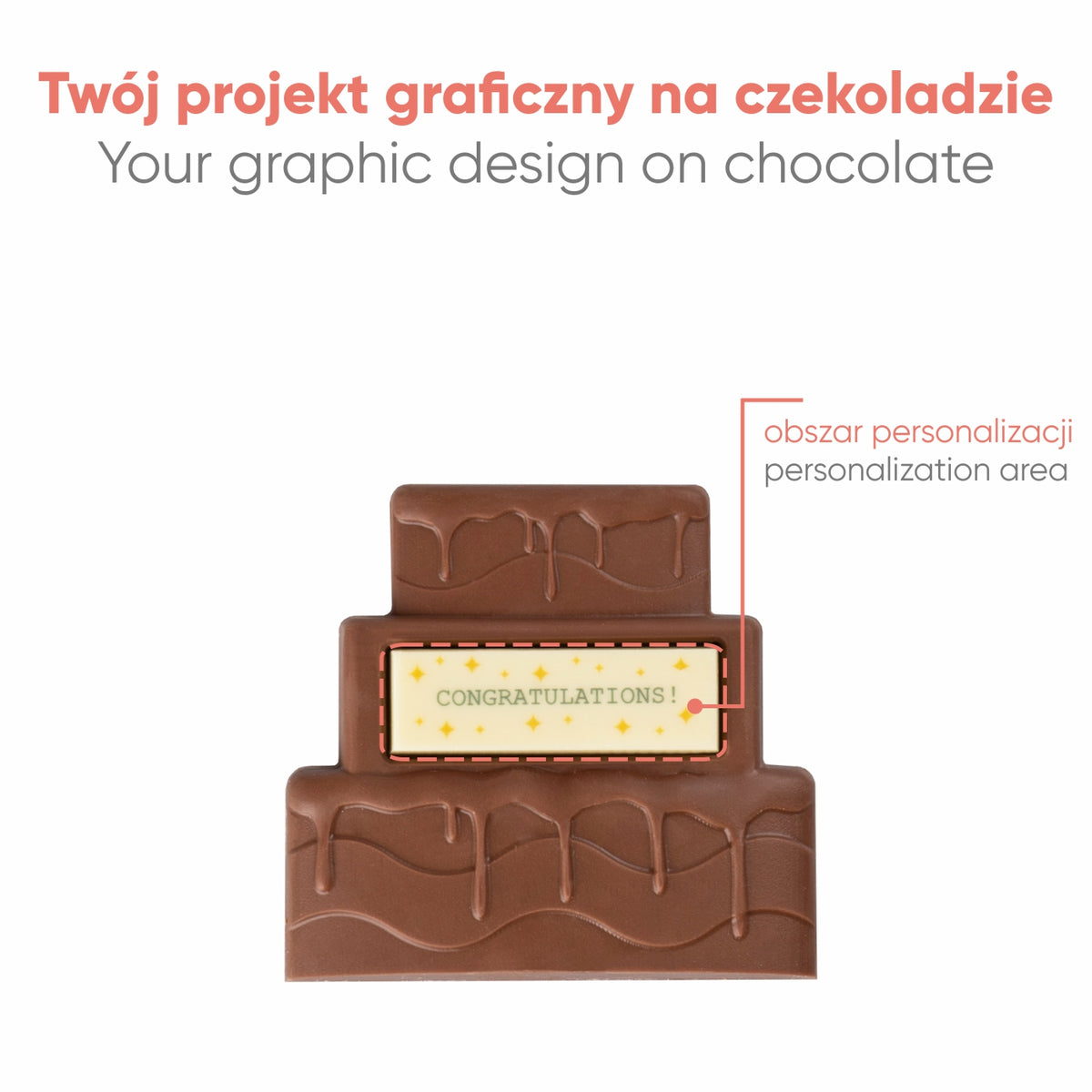 Chocolade taart met het gebied voor je eigen ontwerp aangegeven