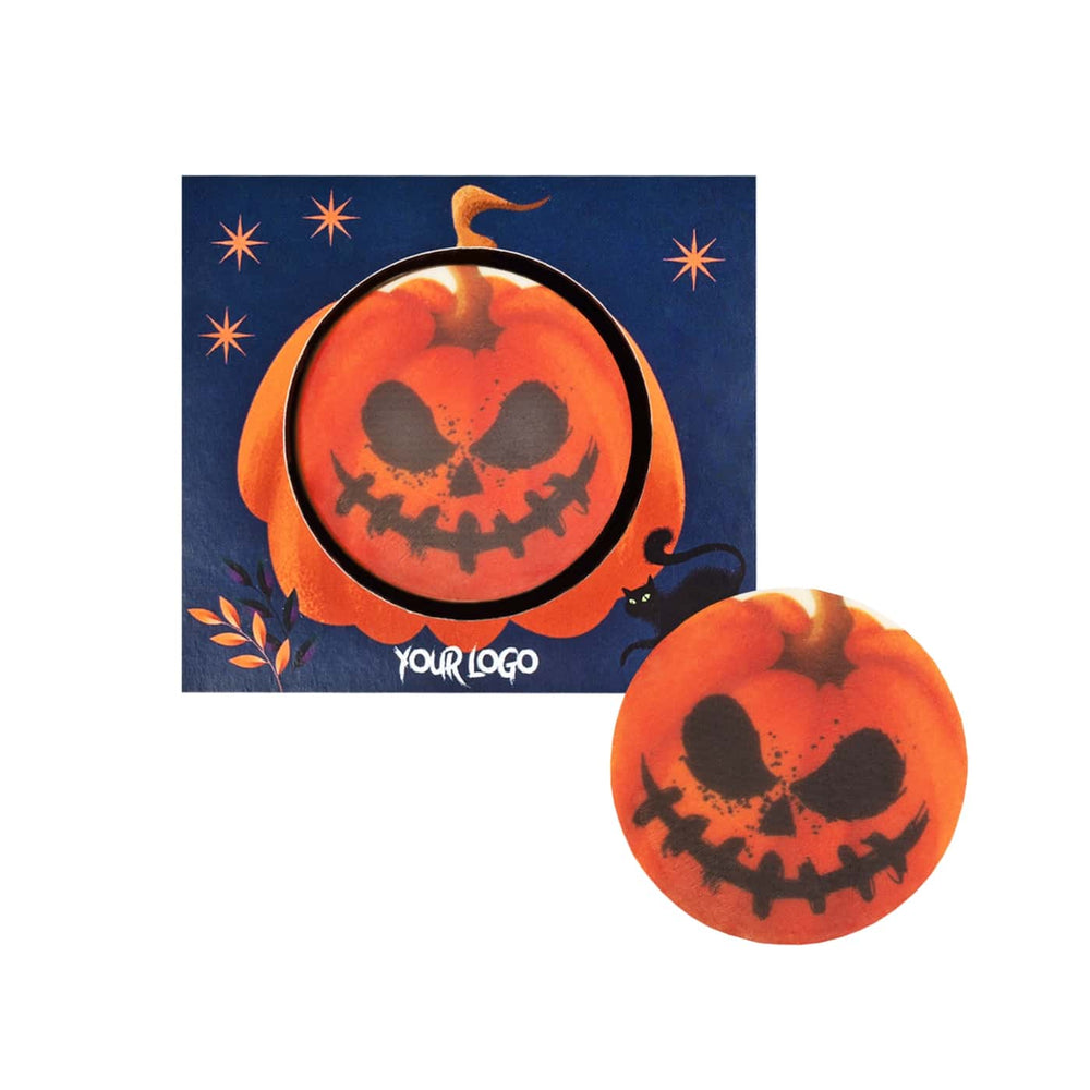 Ronde chocolade met pompoenprint voor de vierkante Halloween-verpakking met eigen logo