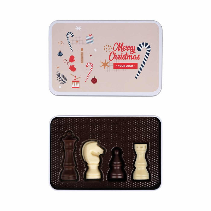 Chocolade Checkmate Tin in Eigen Verpakking