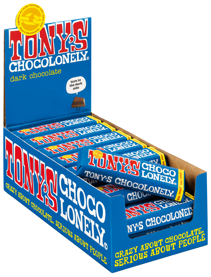 Tony's Chocolonely reepje puur (50 gram), doos van 35