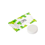 Druivensuiker pepermuntje in flowpack van witte folie met full colour bedrukking