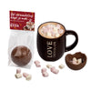 Chocolademelk-bal met mini marshmallows in transparant blokzakje met bedrukt kopkaartje