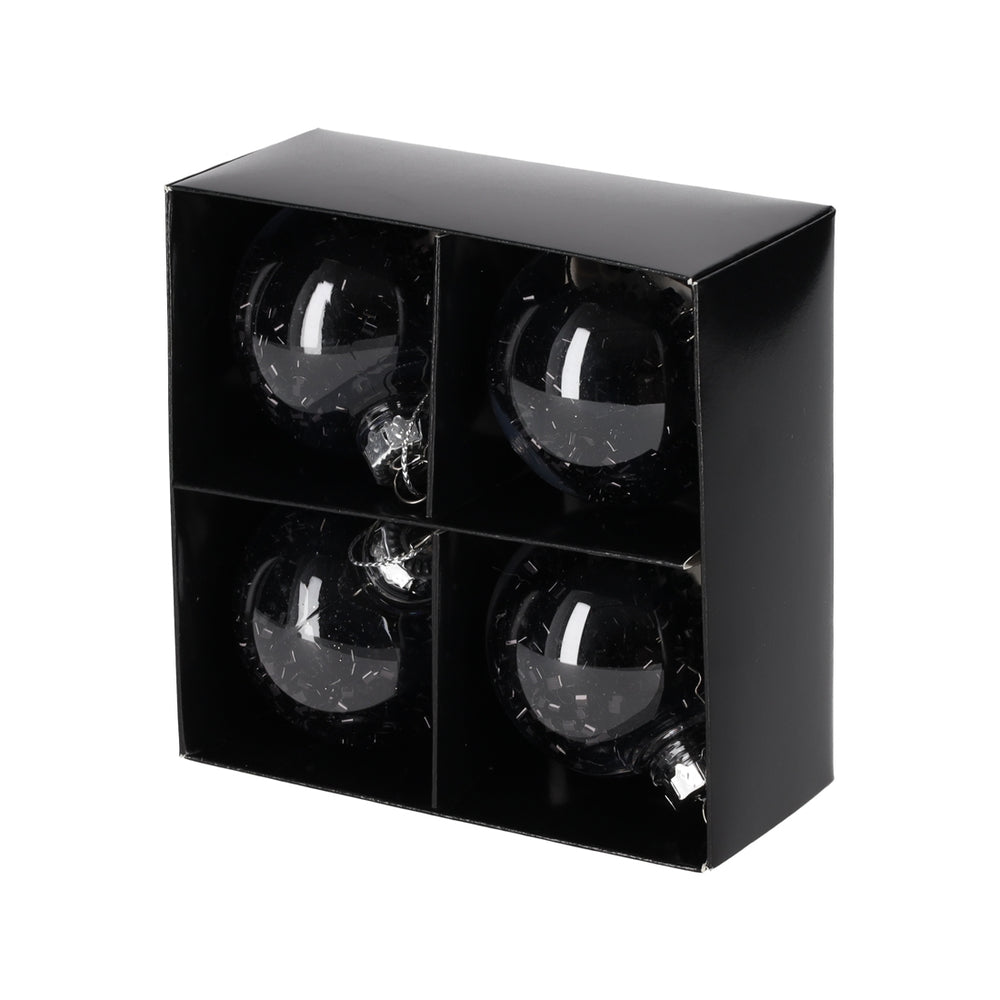 Glitter Kerstballen Zwart, set van 4 van JENS Living