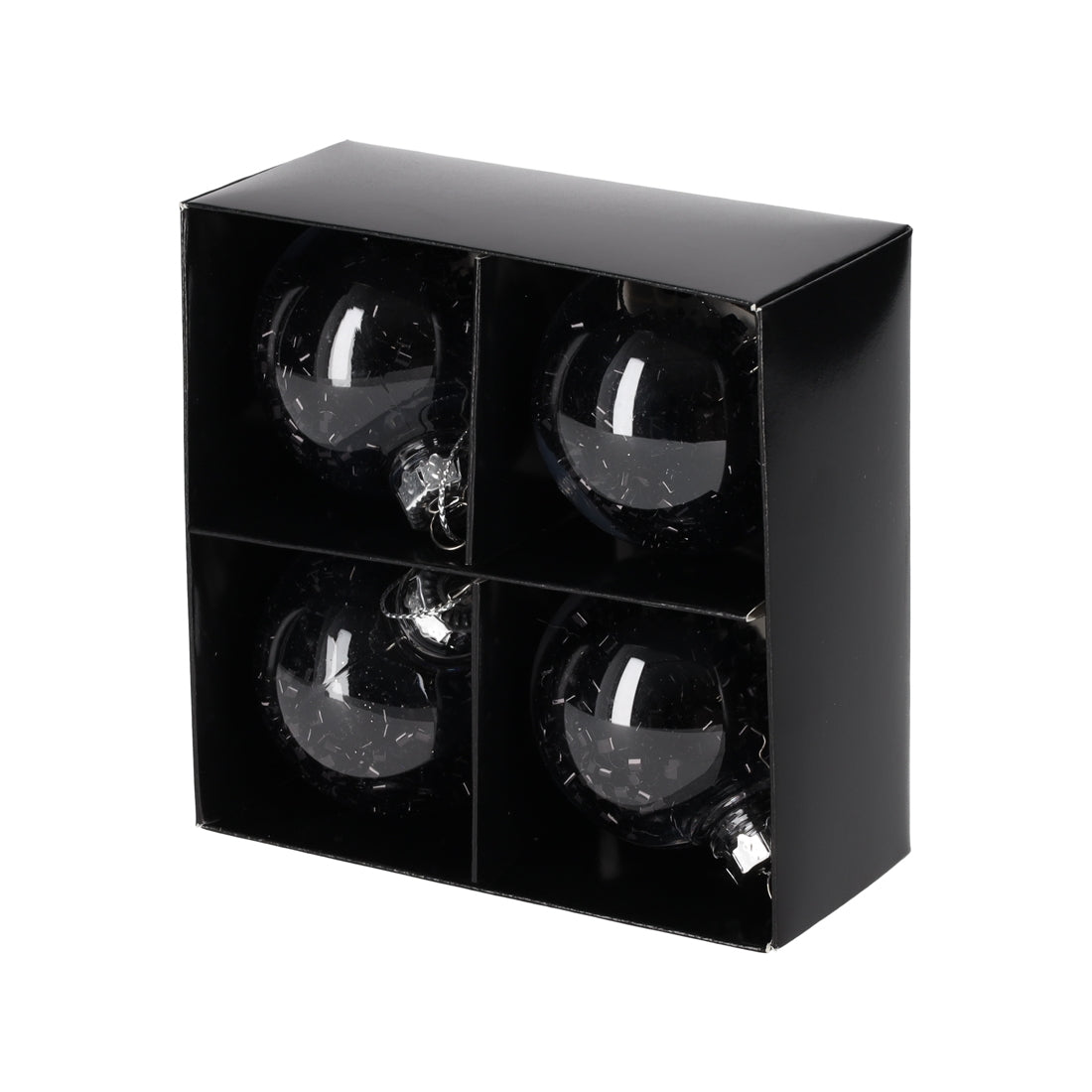 Glitter Kerstballen Zwart, set van 4 van JENS Living