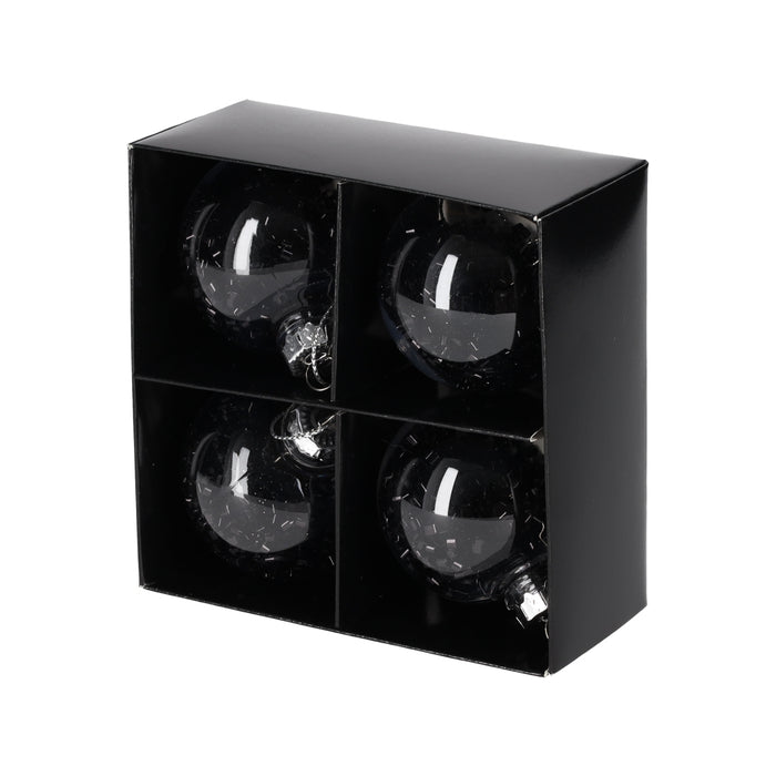 Glitter Kerstballen Zwart, set van 4 – JENS Living