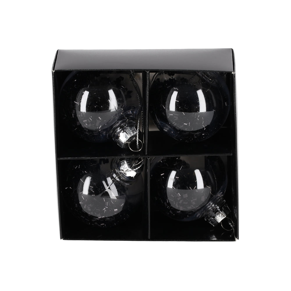 Glitter Kerstballen Zwart, set van 4 van JENS Living, productfoto 2