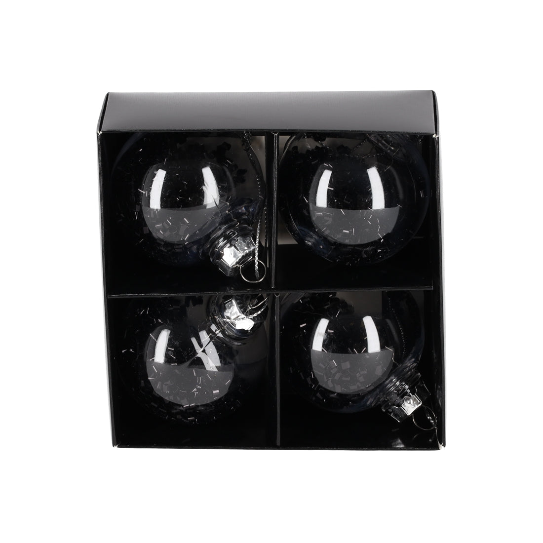 Glitter Kerstballen Zwart, set van 4 van JENS Living, productfoto 2