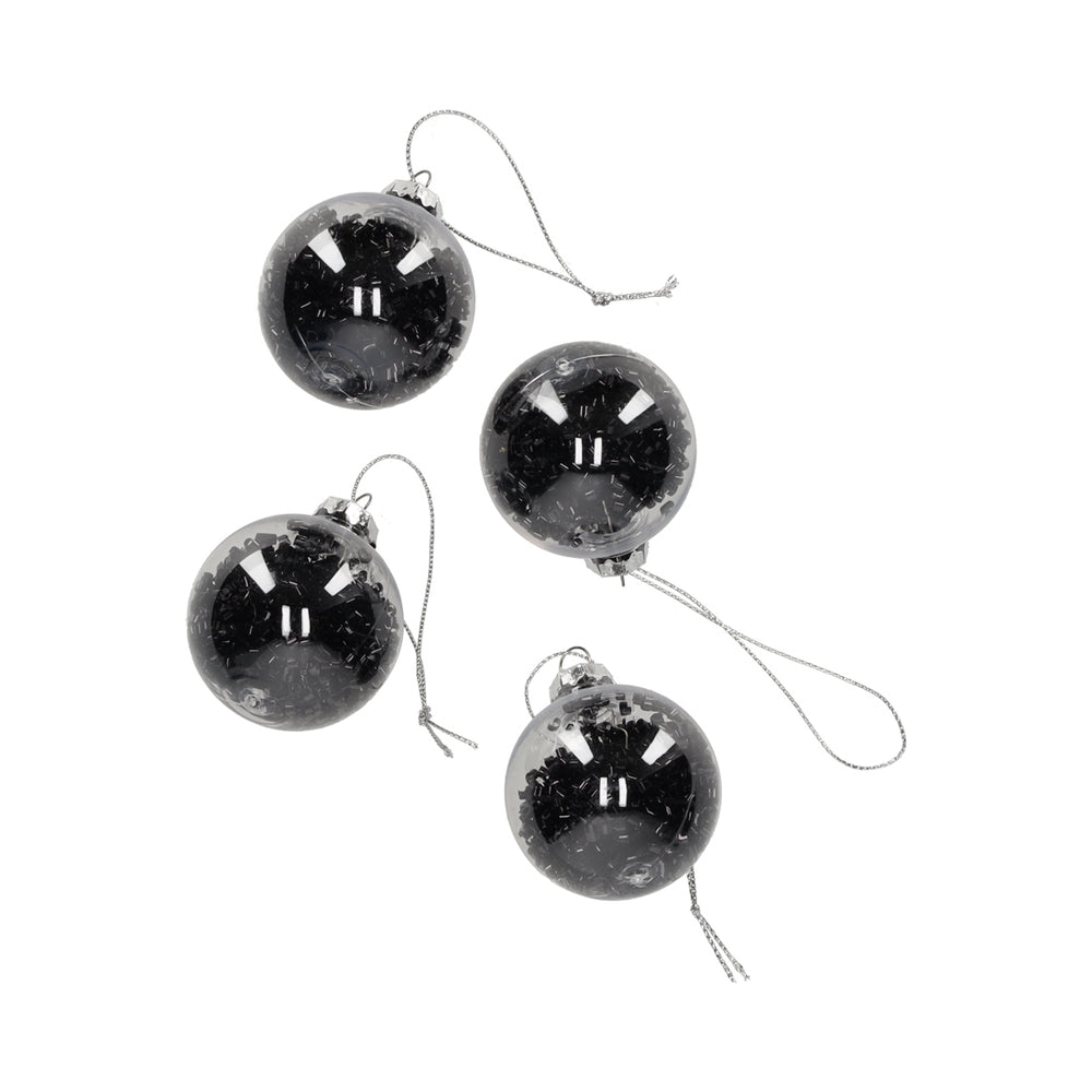 Glitter Kerstballen Zwart, set van 4 van JENS Living, productfoto 7