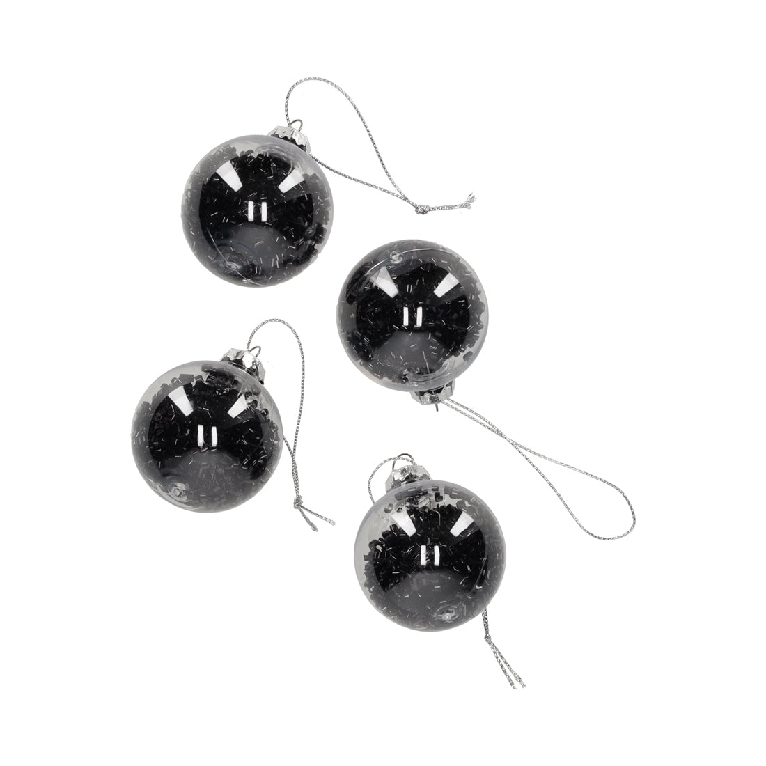 Glitter Kerstballen Zwart, set van 4 van JENS Living, productfoto 7