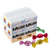 Houten micro pallet met daarop een full colour bedrukte doos gevuld met metallic sweets