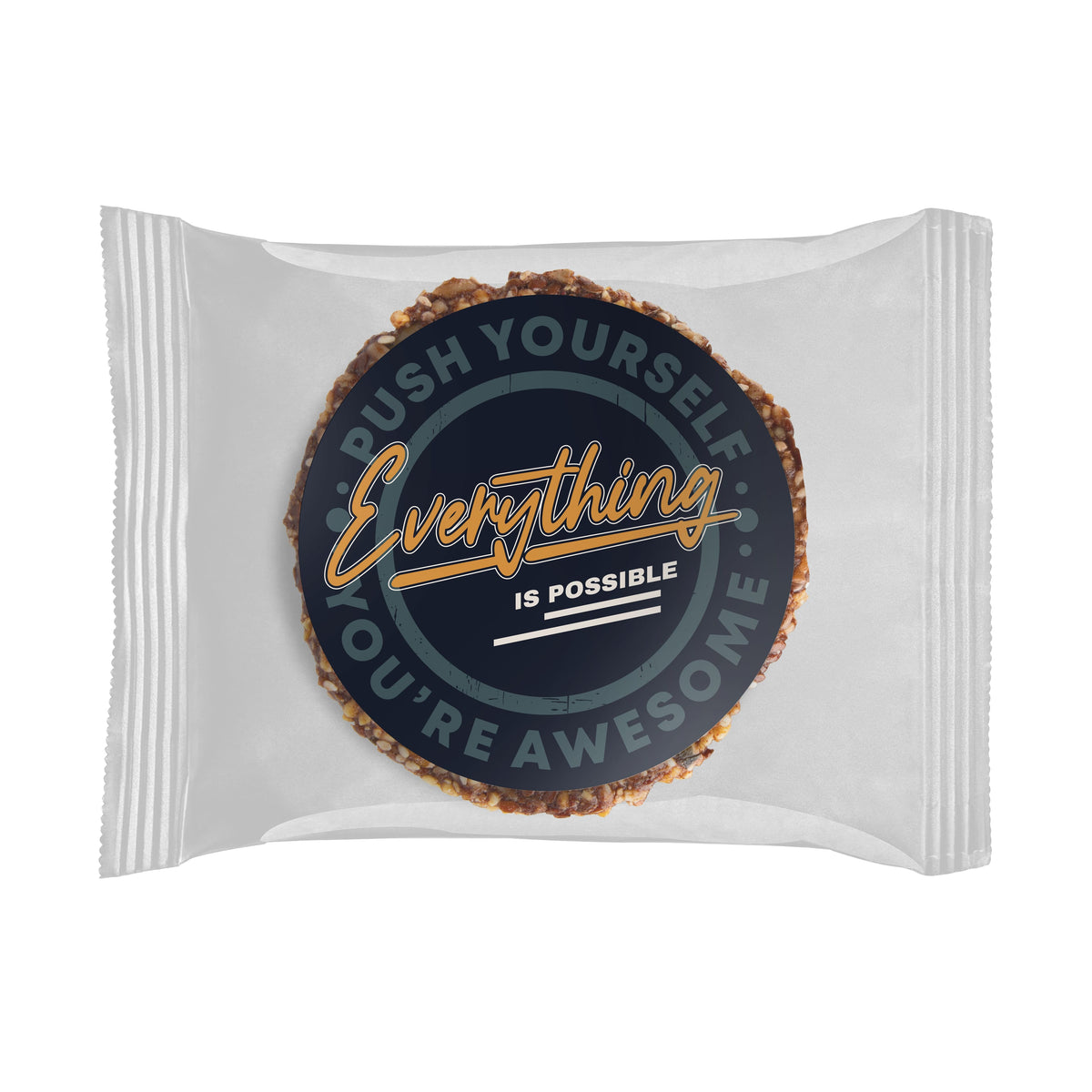 Fit cookie in transparante folie met ronde full colour sticker met logo: Classic