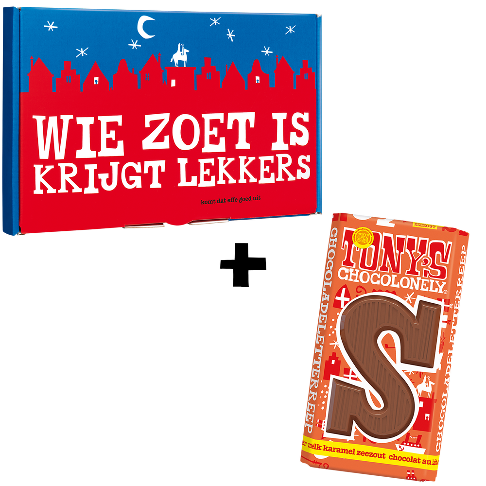 Tony's Chocolonely letterreep S melk karamel zeezout in cadeaudoos