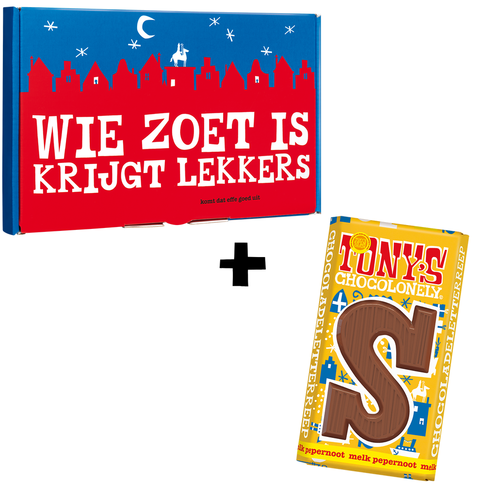 Tony's Chocolonely letterreep S melk pepernoot in cadeaudoos