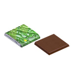 Vierkante napolitain van melkchocolade in folie met een full colour bedrukte wikkel