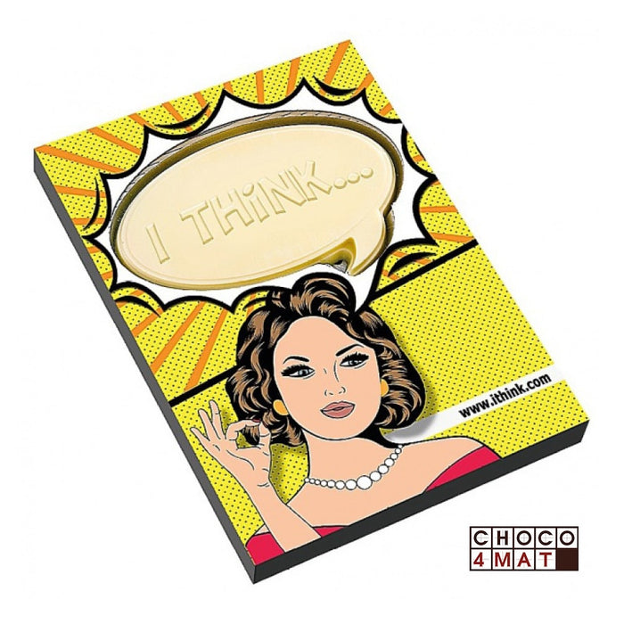 Chocolade tekstwolk met logo in eigen verpakking (65 g)