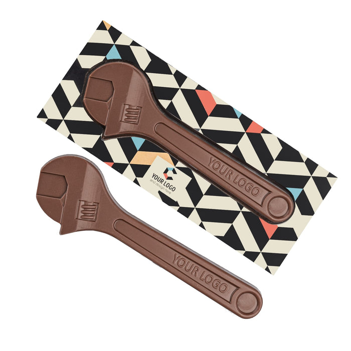 Chocolade verstelbare sleutel met logo in eigen verpakking (65 g)