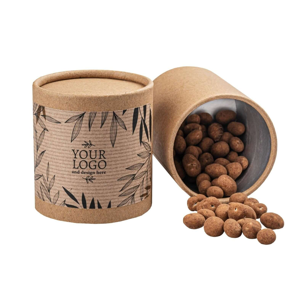 Craft Tube L, geopende tube met chocolade noten erin en eromheen