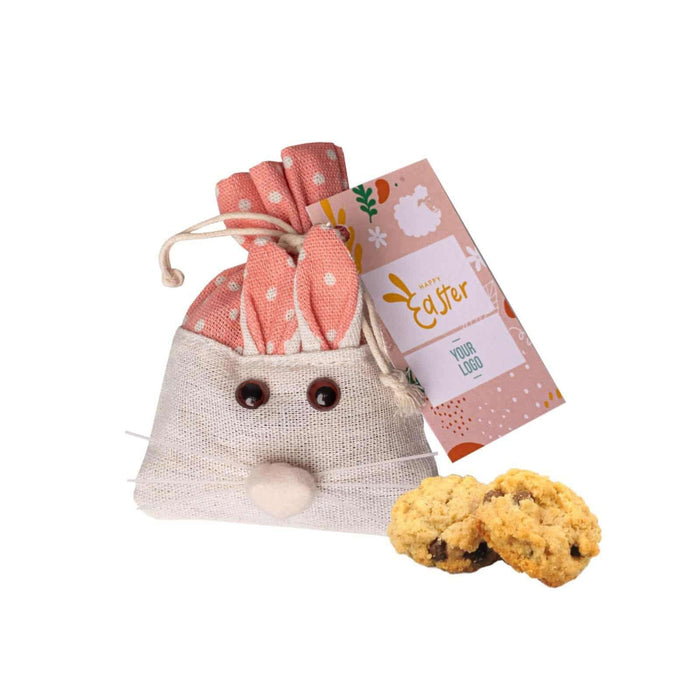 Roze konijntje – Havermoutkoekjes met Chocoladestukjes in Speelse Paasverpakking