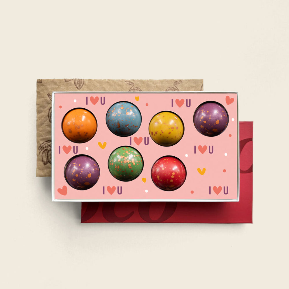 XL bonbons met thema, uitvoering I Love U, 7 bonbons