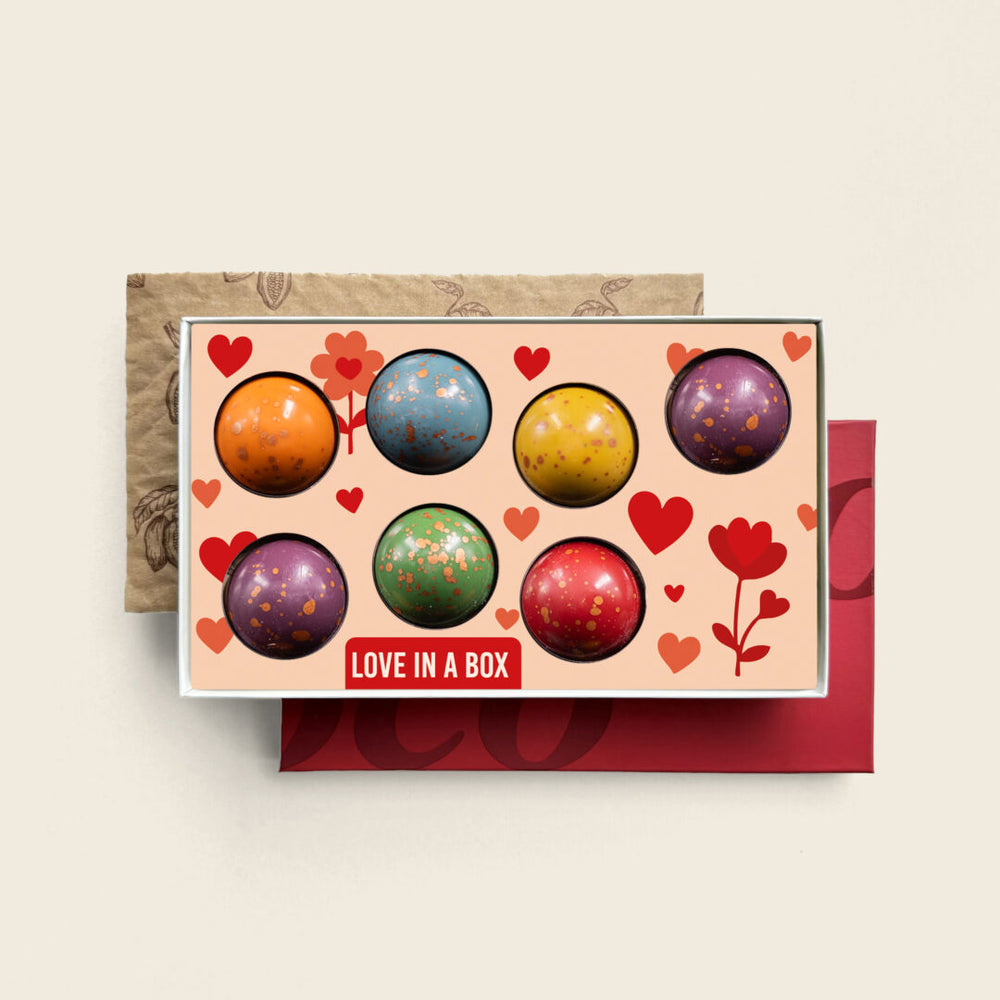 XL bonbons met thema, uitvoering Love in a box, 7 bonbons