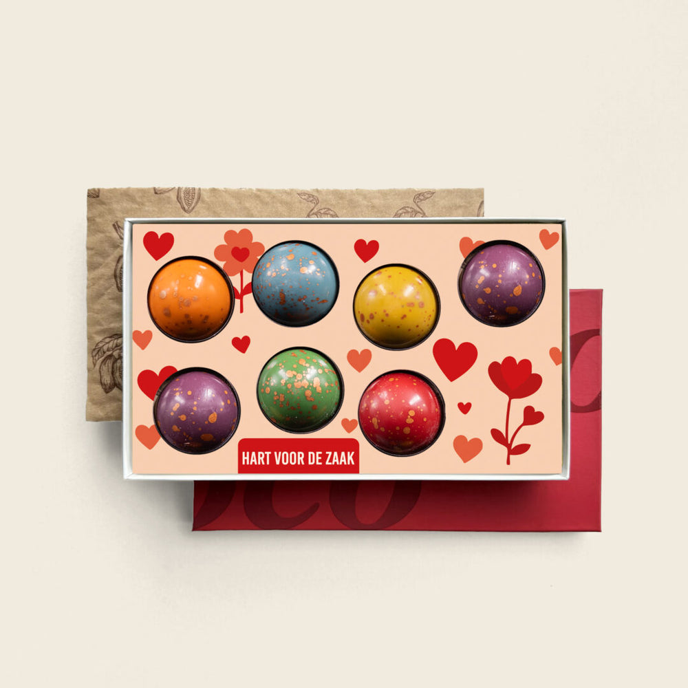 XL bonbons met thema, uitvoering hart voor de zaak, 7 bonbons