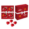 Full colour bedrukt verrassingsdoosje met vier vakken en chocolade hartjes in rode folie