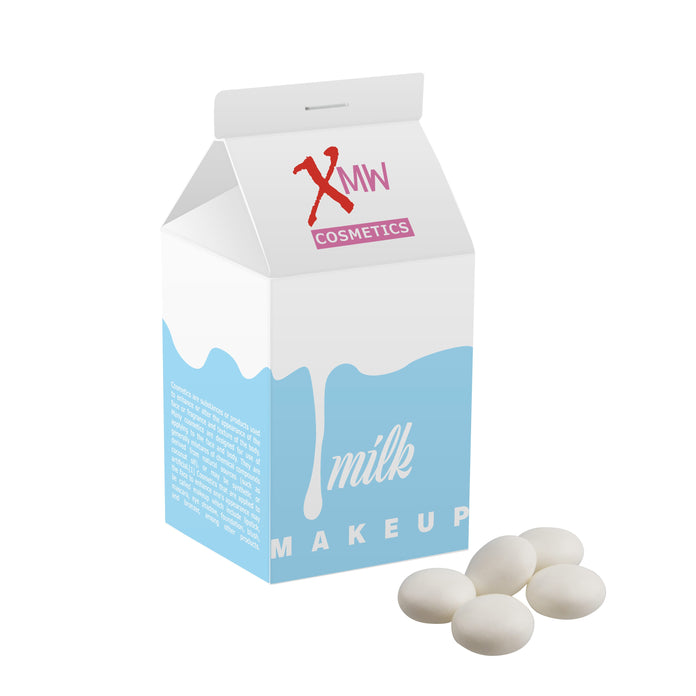 Kartonnen melkpak met all-over bedrukking, gevuld met snoep of pepermunt: Mentos mint