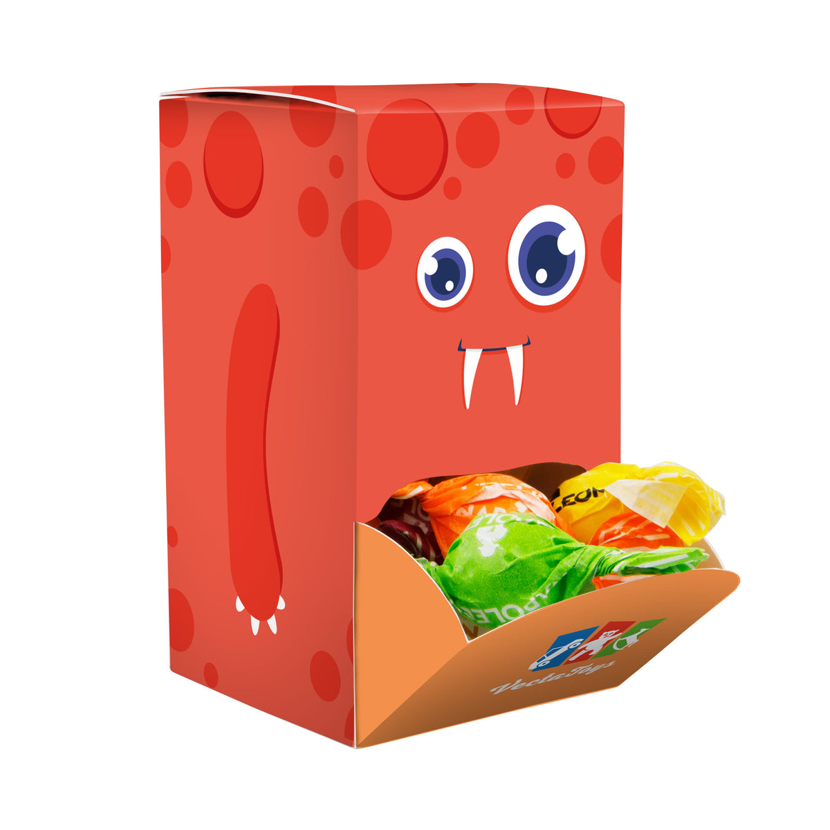 Kleine display box met full colour bedrukking, gevuld met snoep: Napoleon fruitmix