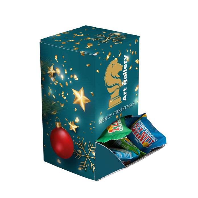 Kleine display box met full colour bedrukking, gevuld met snoep: Tiny Tony's chocolonely