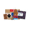 Bruin Sinterklaas brievenbusdoosje met speculaaspop, chocolade schoenletter, schuimpjes, chocolademunten en bedrukte A5-kaart