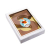 Chocoladeletter S van melkchocolade in wit doosje met full colour sticker met logo
