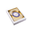 Chocoladeletter van 200 gram witte chocolade in wit doosje met full colour sticker met logo