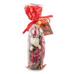 Grote holle melkchocolade Sinterklaaspop in bedrukte toefzak met kaartje