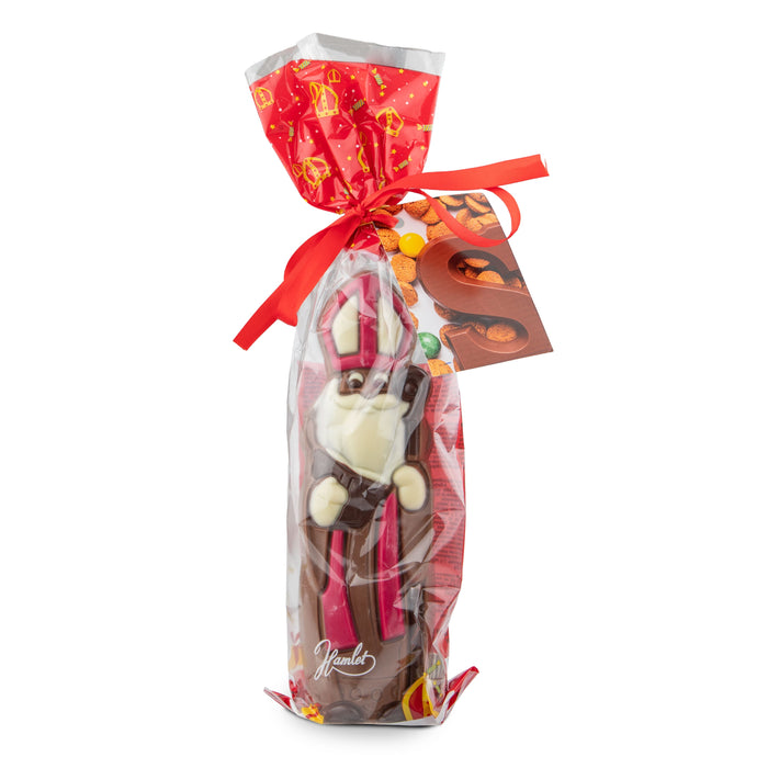 Chocolade Sinterklaaspop 125 gram in toefzak met eigen kaartje