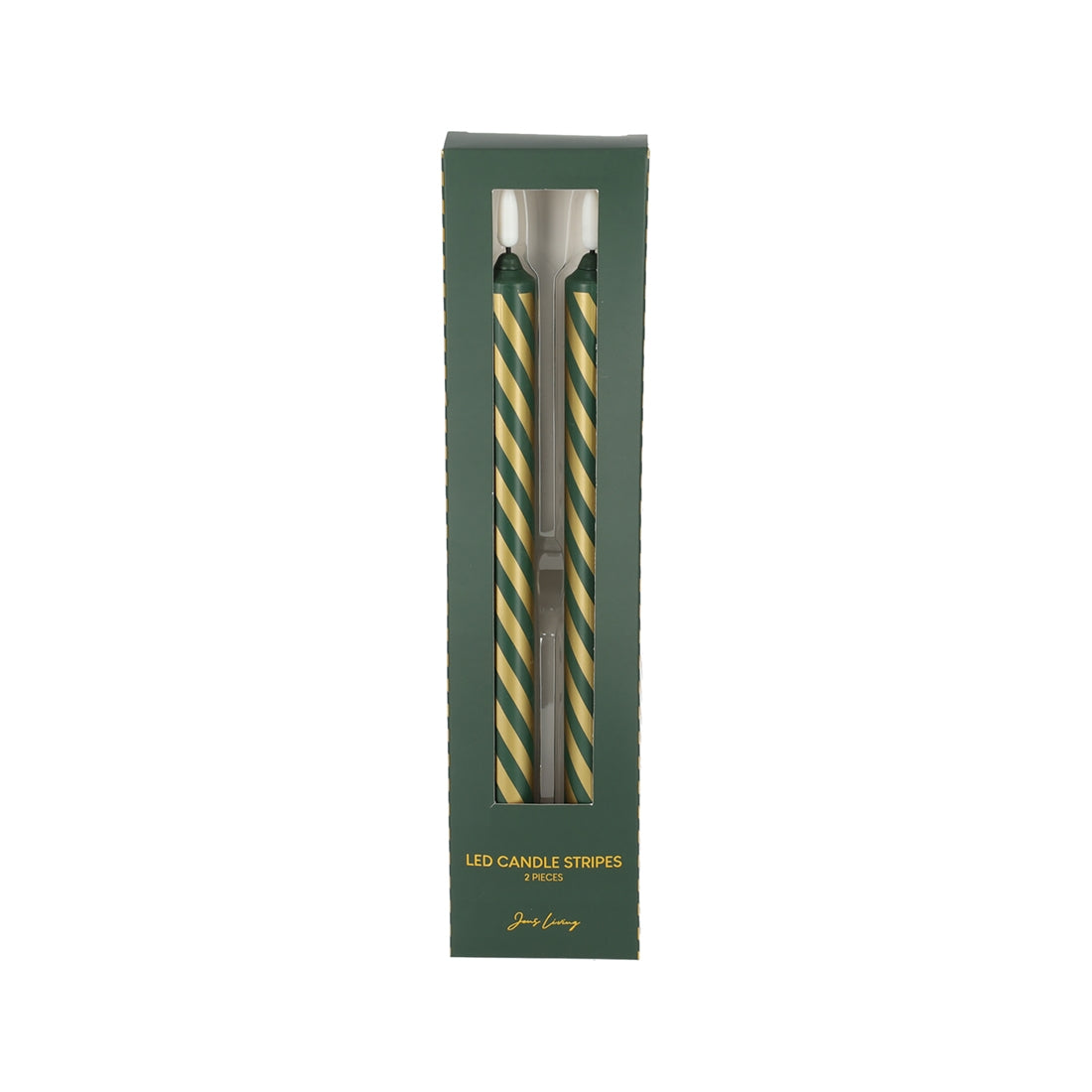 LED Kaars Gestreept Groen/Goud, set van 2 van JENS Living, productfoto 2