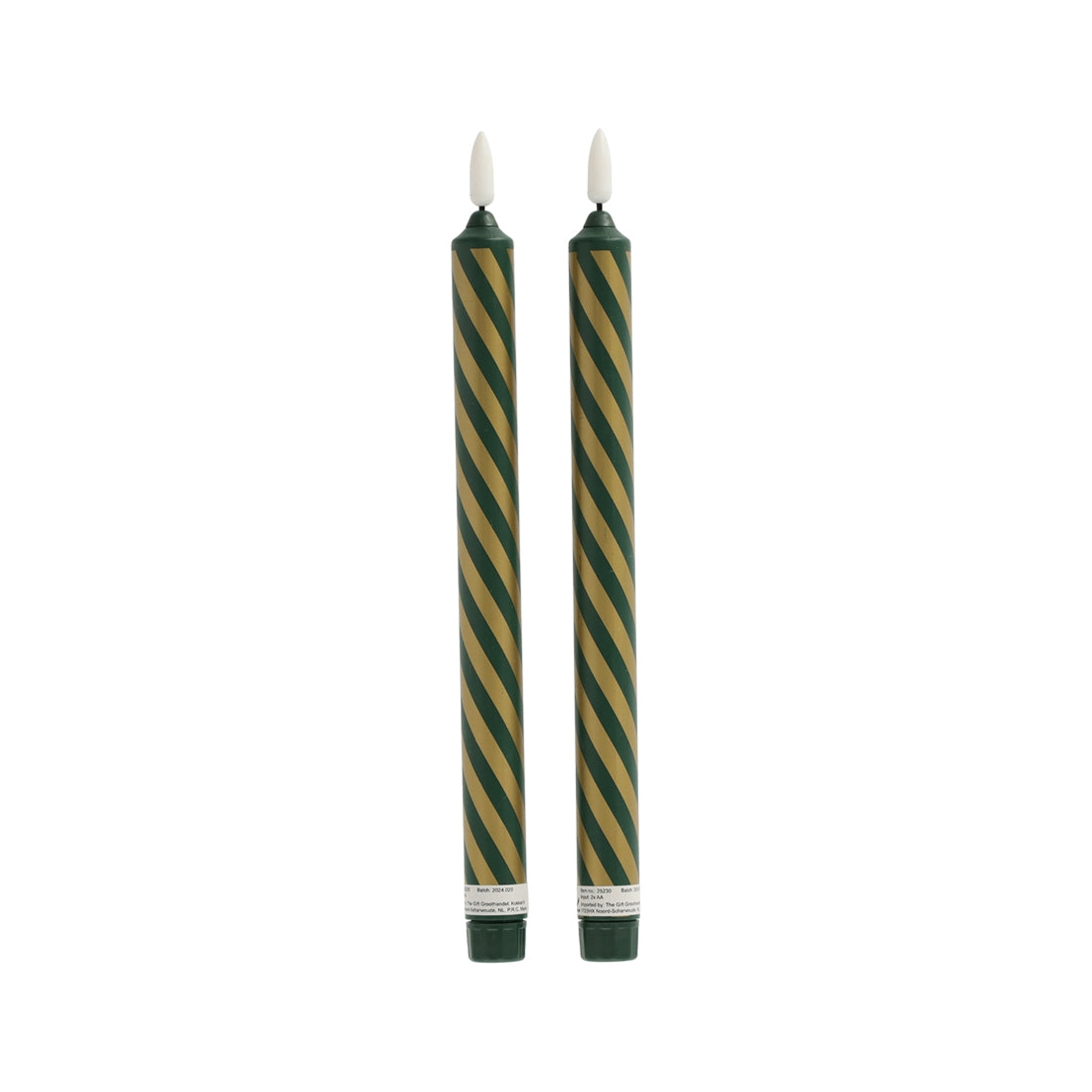 LED Kaars Gestreept Groen/Goud, set van 2 van JENS Living, productfoto 4