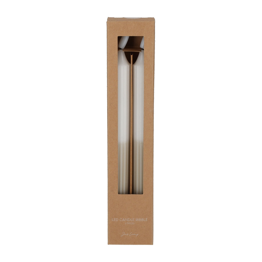 LED Dinerkaars Ribbel Wit/Taupe, set van 2 van JENS Living, productfoto 2